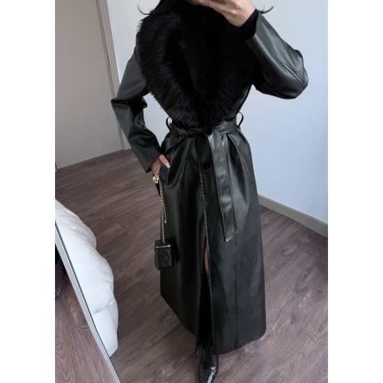 PREMIUM KÜRKLÜ UZUN  DERİ KABAN 