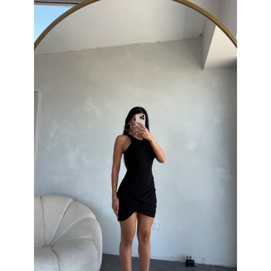 SUN BÜZGÜ DETAY MİBİ ELBİSE SİYAH