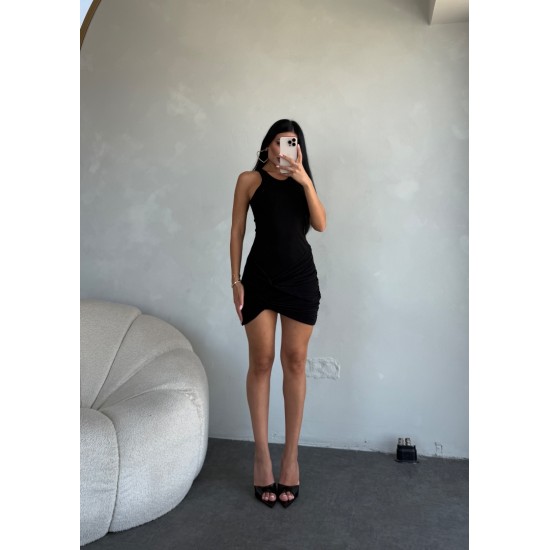 SUN BÜZGÜ DETAY MİBİ ELBİSE SİYAH