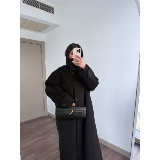 MARKA MUADİL DİK YAKA TASARIM KABAN SİYAH