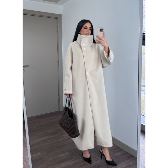 MARKA MODEL DİK YAKA TASARIM KABAN KREM