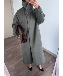 MARKA MUADİL DİK YAKA TASARIM KABAN GRİ