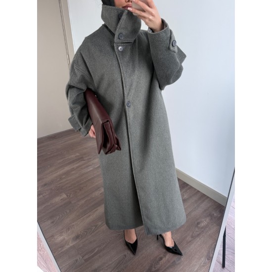 MARKA MUADİL DİK YAKA TASARIM KABAN GRİ