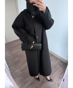 MARKA MUADİL DİK YAKA TASARIM KABAN SİYAH