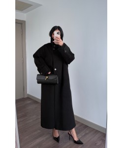 MARKA MUADİL DİK YAKA TASARIM KABAN SİYAH