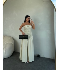 STRAPLEZ BÜZGÜLÜ POPLİN KÜF ELBİSE