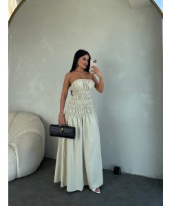 STRAPLEZ BÜZGÜLÜ POPLİN KÜF ELBİSE STRAPLEZ BÜZGÜLÜ POPLİN KÜF ELBİSE