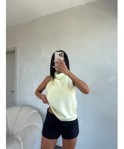 SARI SATEN HALTER YAKA BLUZ