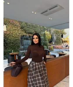 KAHVE HAFİF TRANSPRAN BLUZ 