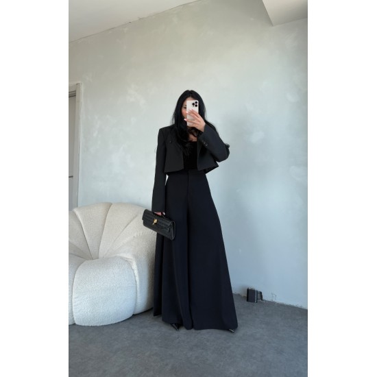 KREP KUMAŞ SİYAH  ŞALVAR PANTLON