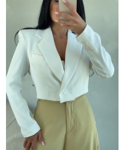 BEYAZ VATKALI ASTARLI CROP CEKET BEYAZ VATKALI ASTARLI CROP CEKET