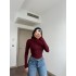 BORDO HAFİF TRANSPARAN DİK YAKA BODY