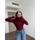 BORDO HAFİF TRANSPARAN DİK YAKA BODY