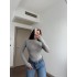 KIRÇILLI GRİ HAFİF TRANSPARAN DİK YAKA BODY