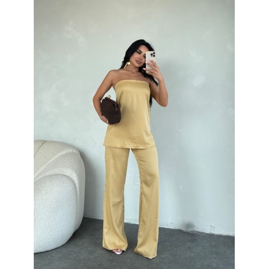 SATEN STRAPLEZ PANTOLON TAKIM