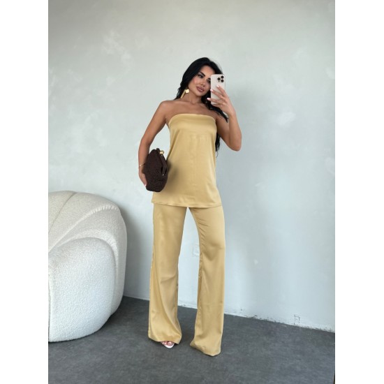 SATEN STRAPLEZ PANTOLON TAKIM