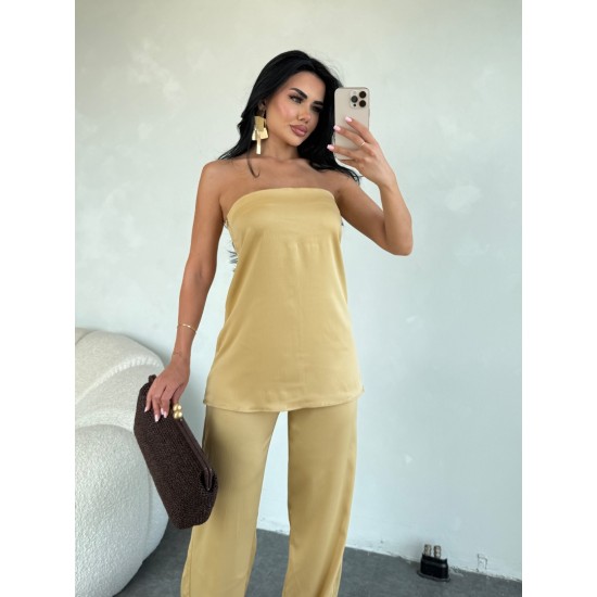 SATEN STRAPLEZ PANTOLON TAKIM