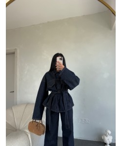 DENİM KUŞAKLI PANTOLON TAKIM DENİM KUŞAKLI PANTOLON TAKIM