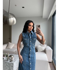 PREMIUM DENIM ÇITÇITLI ELBİSE 