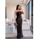 STERA STRAPLEZ KAHVE ELBİSE