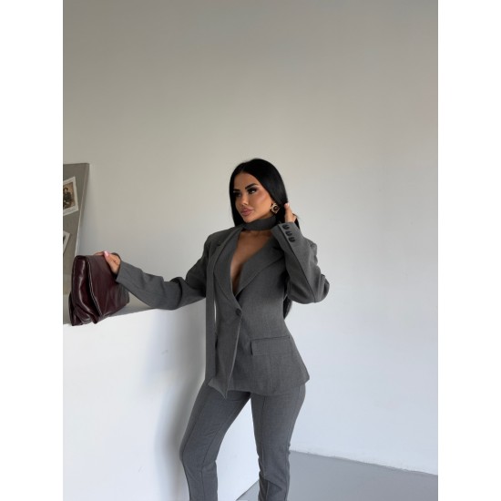 BELE OTURAN KUŞAK DETAY BLAZER TAKIM