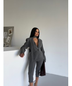 BELE OTURAN KUŞAK DETAY BLAZER TAKIM