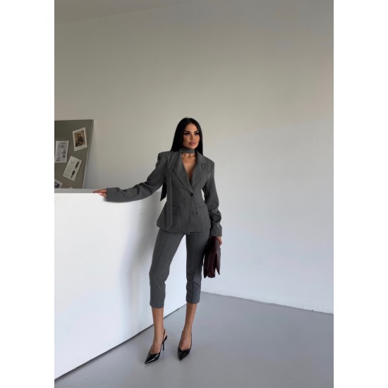 BELE OTURAN KUŞAK DETAY BLAZER TAKIM