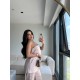 SATEN STRAPLEZ PANTOLON TAKIM PUDRA