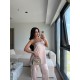 SATEN STRAPLEZ PANTOLON TAKIM PUDRA