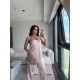 SATEN STRAPLEZ PANTOLON TAKIM PUDRA