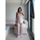 SATEN STRAPLEZ PANTOLON TAKIM PUDRA