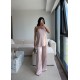 SATEN STRAPLEZ PANTOLON TAKIM PUDRA