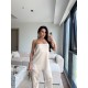 SATEN STRAPLEZ PANTOLON TAKIM BEJ