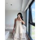 SATEN STRAPLEZ PANTOLON TAKIM BEJ