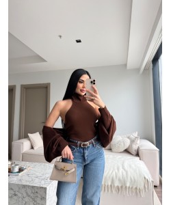 BOLEROLU TRİKO İKİLİ TAKIM KAHVE