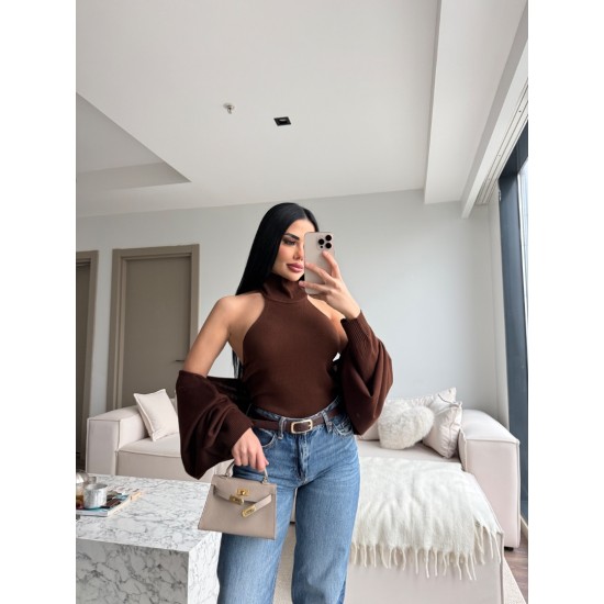 BOLEROLU TRİKO İKİLİ TAKIM KAHVE