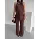 SATEN HALTER YAKA BLUZ PANTOLON TAKIM