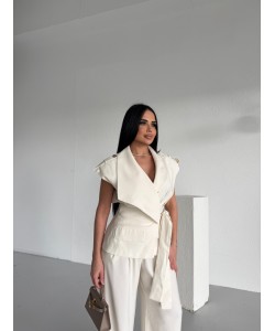 PREMIUM ŞAL YAKA EKRU YELEK PREMIUM ŞAL YAKA EKRU YELEK