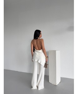 SATEN HALTER YAKA BLUZ TAKIM BEYAZ SATEN HALTER YAKA BLUZ TAKIM BEYAZ