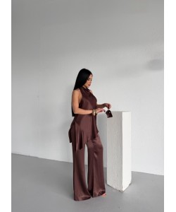 SATEN HALTER YAKA BLUZ PANTOLON TAKIM SATEN HALTER YAKA BLUZ PANTOLON TAKIM