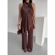 SATEN HALTER YAKA BLUZ PANTOLON TAKIM
