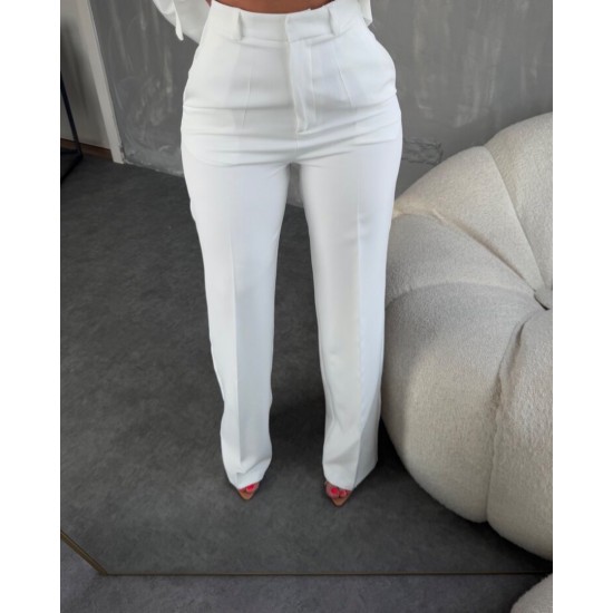 PREMIUM KUŞAKLI BLAZER&PANTOLON TAKIM BEYAZ 