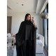 SATEN PELERİN TAKIM SİYAH