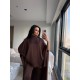 SATEN PELERİN TAKIM KAHVE