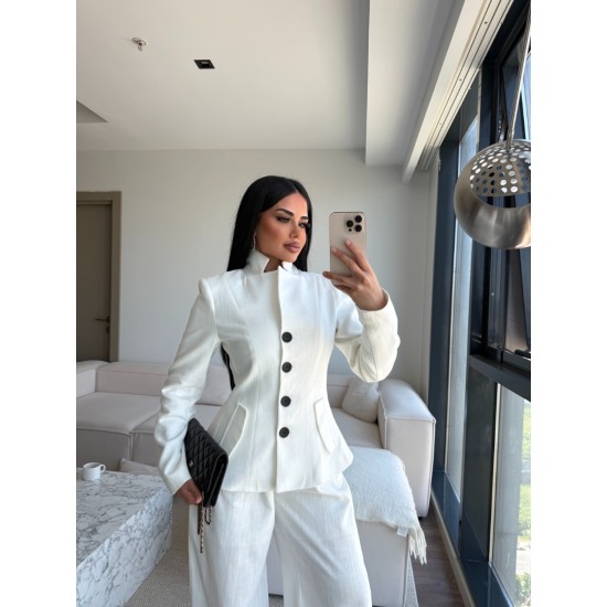 PREMIUM KETEN BEL OTURTMALI BLAZER TAKIM