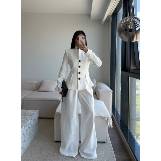 PREMIUM KETEN BEL OTURTMALI BLAZER TAKIM