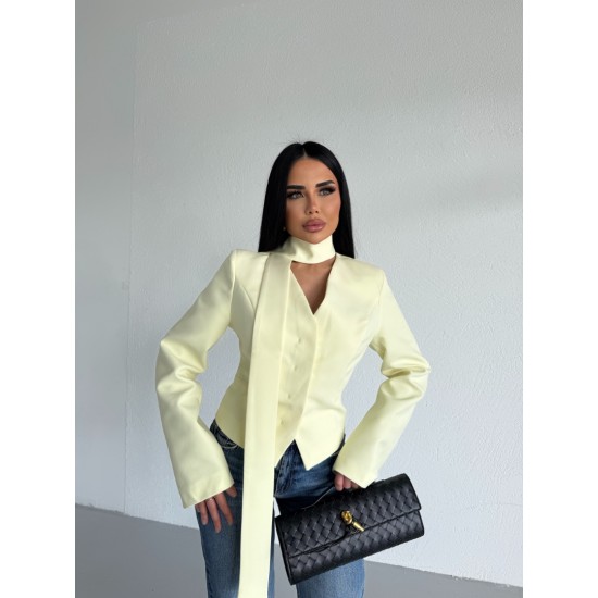 PREMIUM FULARLI VATKALI BLAZER LEMON