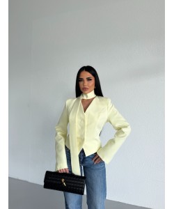 PREMIUM FULARLI VATKALI BLAZER LEMON