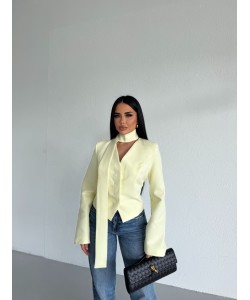 PREMIUM FULARLI VATKALI BLAZER LEMON