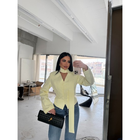 PREMIUM FULARLI VATKALI BLAZER LEMON